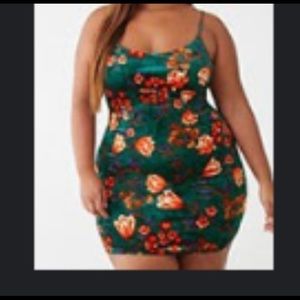 Teal Floral Print Mini Dress